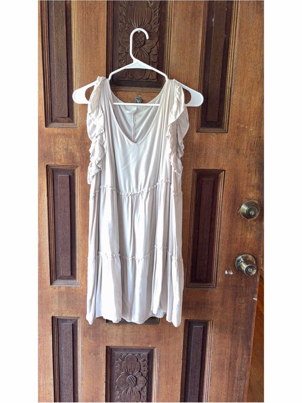 Light Cream Ruffle Sleeve Tiered Top